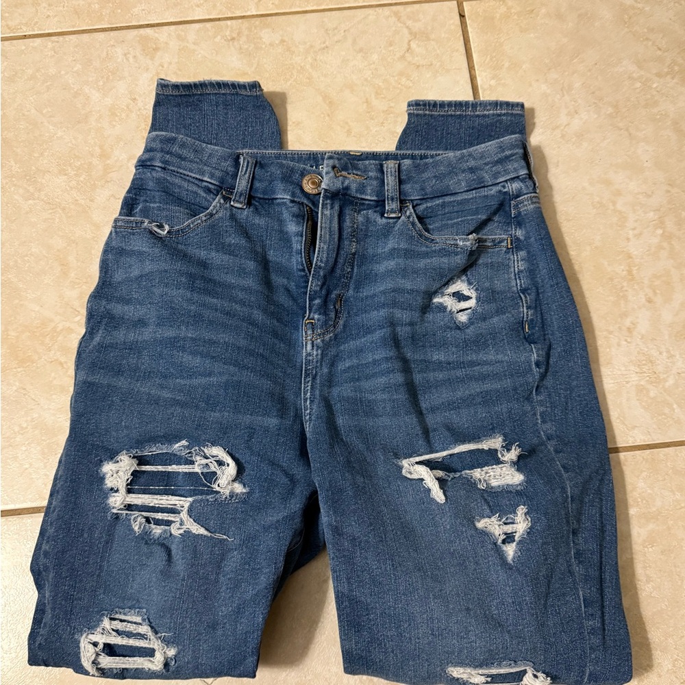 Distressed Blue Jeans